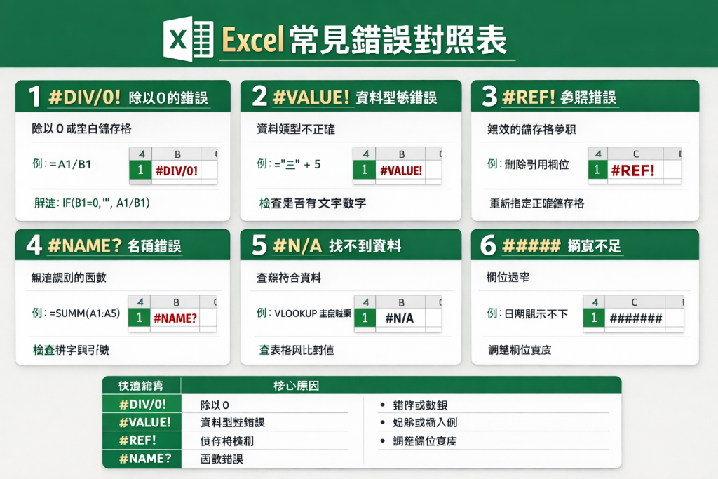 Excel錯誤碼